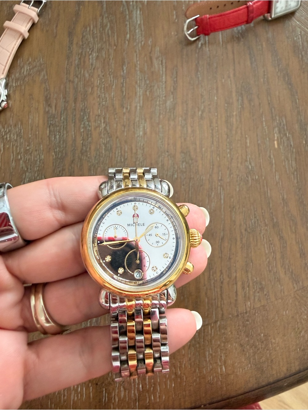 Michele Two-Tone Gold & Silver Chronograph Watch